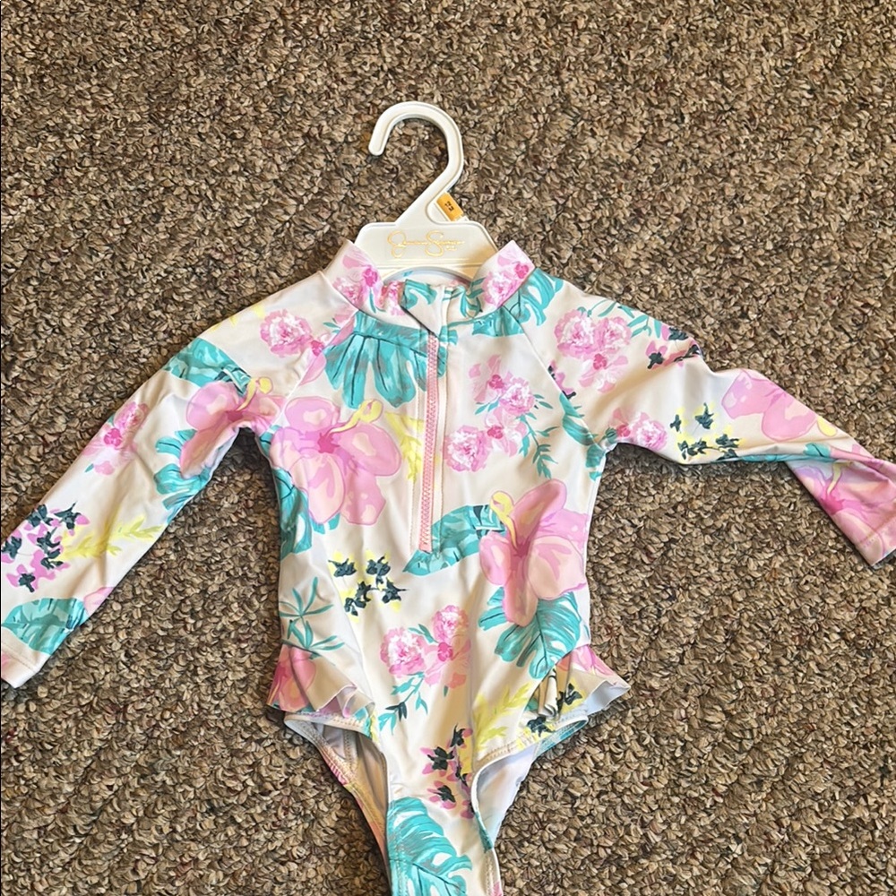 Floral Long Sleeve Kids Swimwear